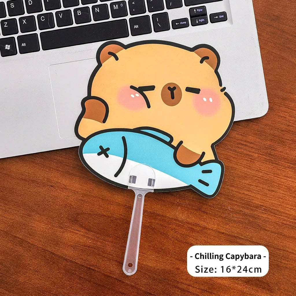 Cute Cartoon Capybara Die-cut Handheld Fan Portable PP Plastic Small Cooling Fan for Summer Outdoor Kids Gift Oasis Select Multi-Color-3