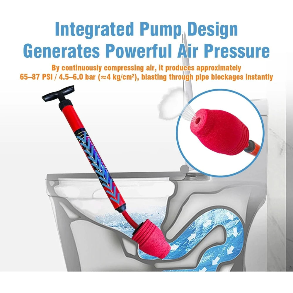 Toilet Plunger Powerful Pneumatic Drain for Clogged Toilets, Instant Unclogger for Paper & Waste, Safe for P Oasis Select