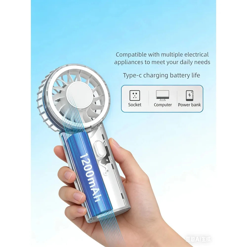 Handheld Fan Upgraded Portable Fan,Mini USBRechargeable Personal Fan, Outdoor Travel ,Suitable for summer beach and concerts Oasis Select