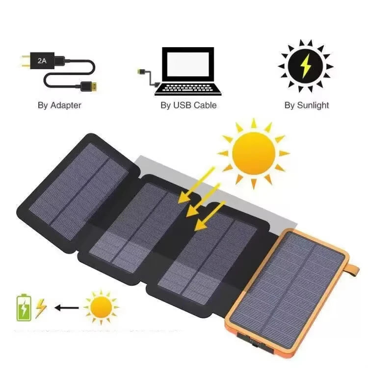 30000mAh Solar Power Bank Flip Panel Large Capacity IOS/Android USB Fast Charge Dual Charging Solar/Type-C Portable for Camping Oasis Select