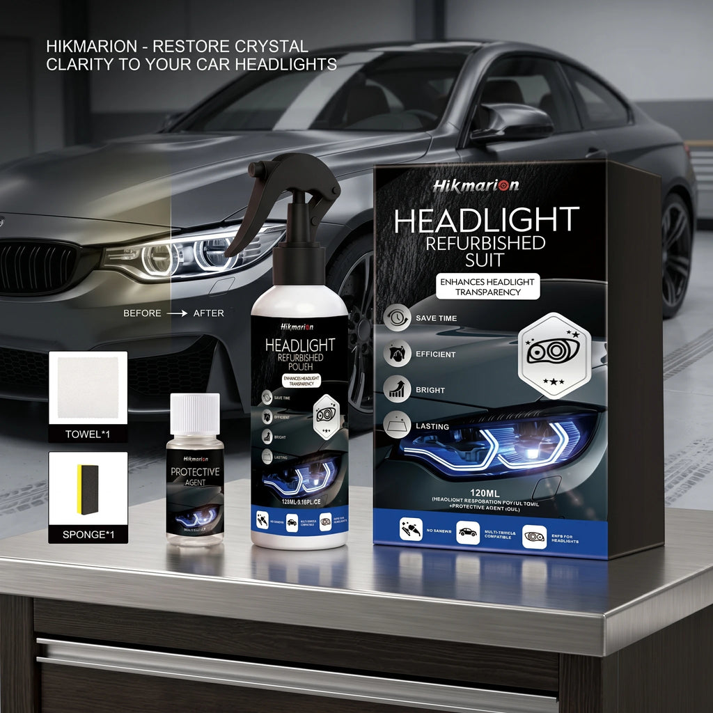 Car Headlight Restoration Kit Scratch Remove Oxidation and Yellowing Restore Clarity Brightness No-Sanding Headlight Polish Oasis Select