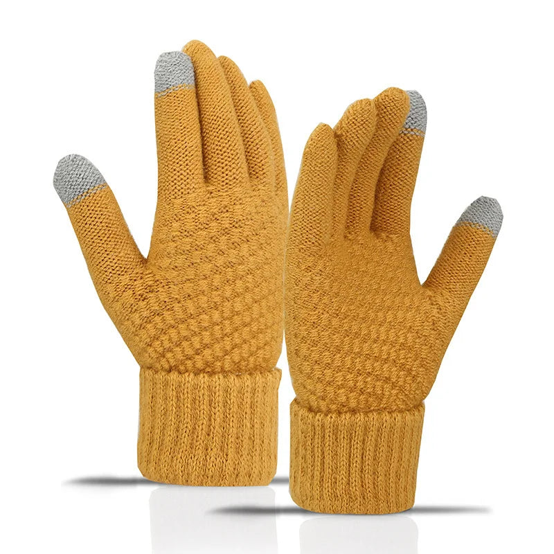 Knitted gloves, touch screen, cycling, skiing, fitness, warmth, autumn and winter outdoor sports trend Oasis Select