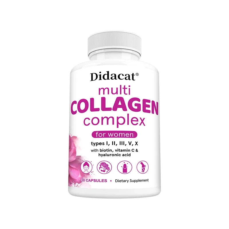 Multi-Collagen Complex Capsules – Types I II III V X + Hyaluronic Acid