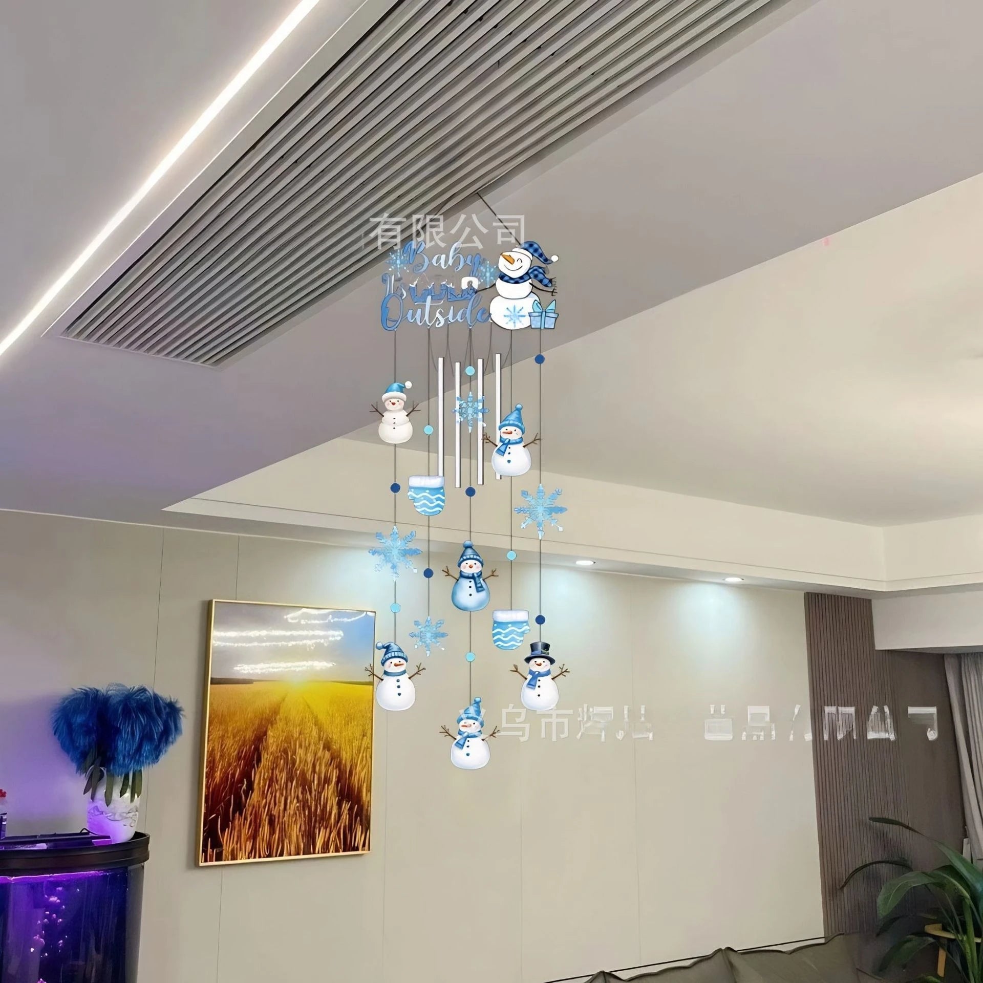 Christmas Decorative Snowman Wind Chime Double-sided Color Printed Handicraft Decorative Outdoor Display Oasis Select