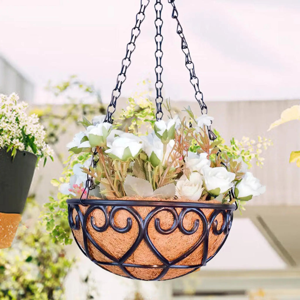 1PCS Hanging Flowerpot Decorative Baskets Outdoor Storage For Plants Planter Resin Flower Pots With Chain Basket Flowerbed Oasis Select