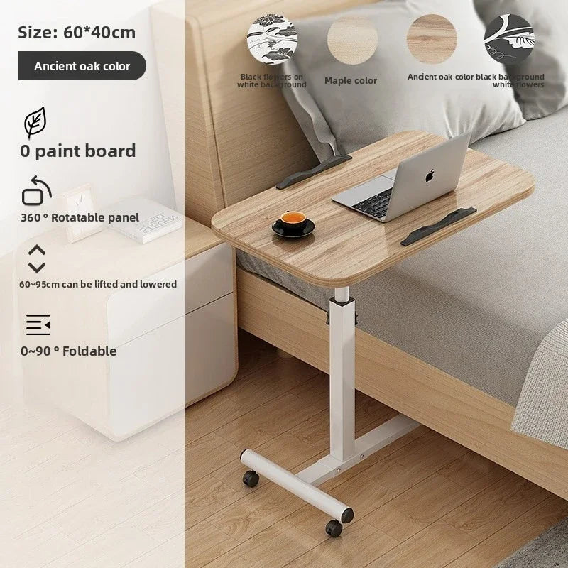 Multi-functional Household Goods Bed Desk Bedroom Mobile Table Foldable Rotating Lifting Bedside Table Oasis Select Oak A