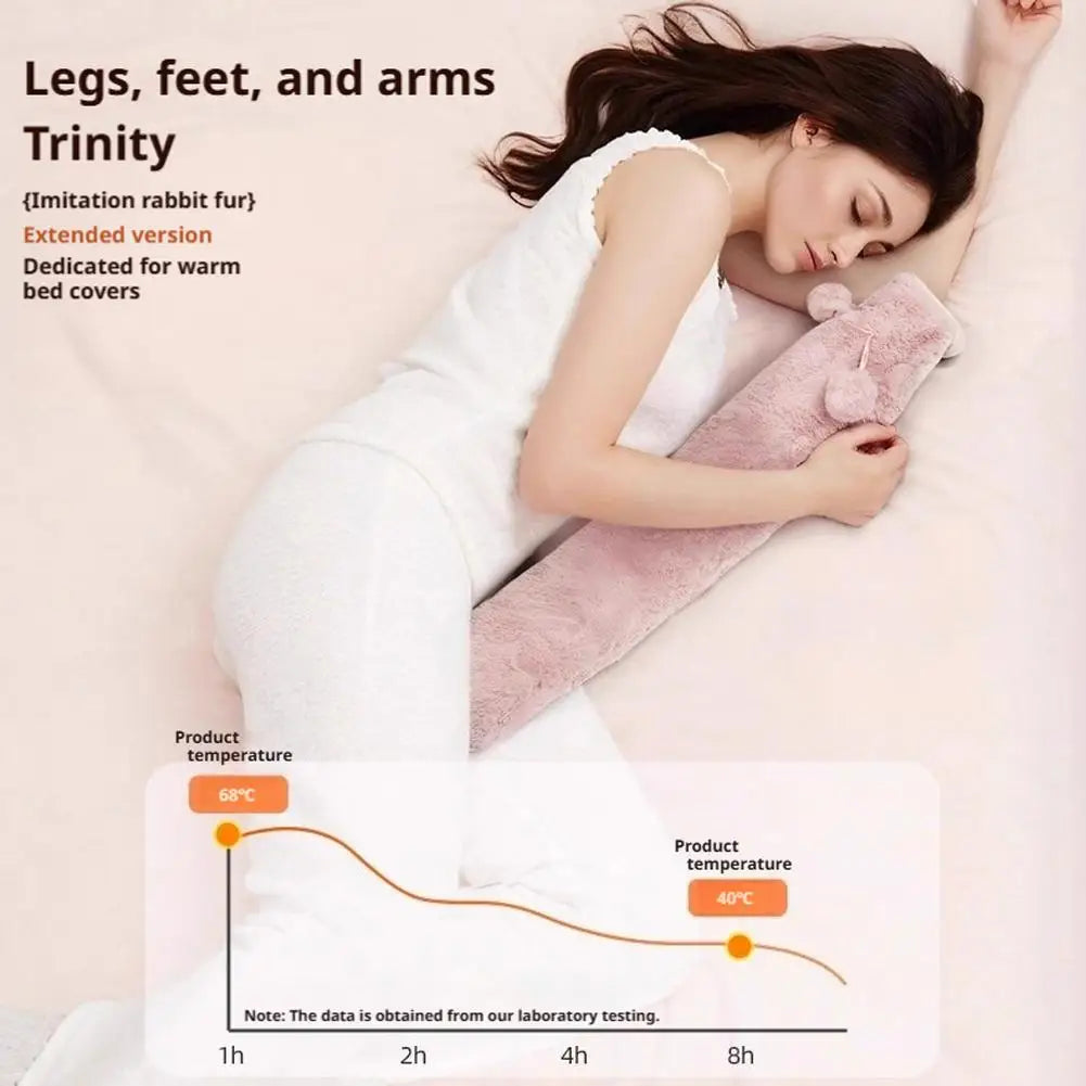 NEW 76*10cm Extra Long Hot Water Bottles Bag Leak-Proof Hot Water Filling Plush Winter Electric-Free Bed Heater Hand Foot Warmer Oasis Select