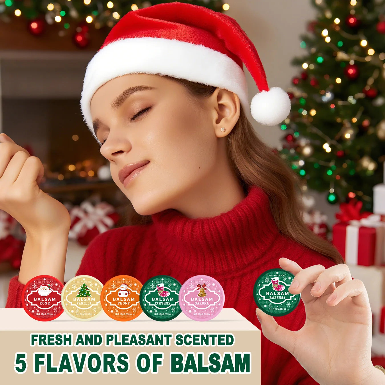 Christmas assembly gift set -20 sets, including balm, hand cream, lipstick, red gauze bag, Christmas tree thank you card Oasis Select