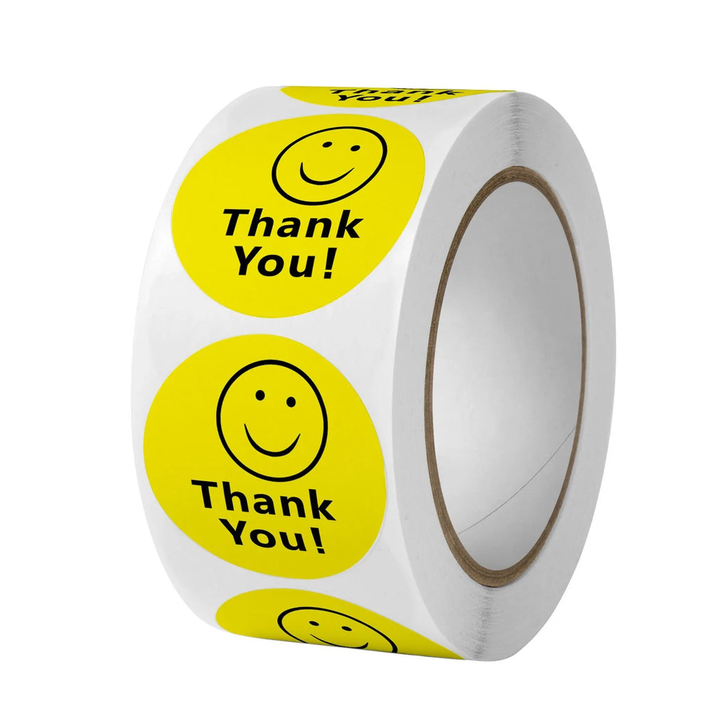 Smile Thank You Stickers,Yellow Smiley Face Thank You Stickers ,Happy Face Mailing Labels 500pcs Round Circle Adhesive Stickers Oasis Select 500pcs 1roll