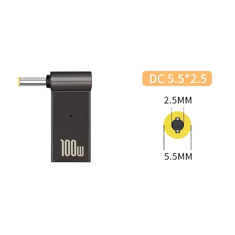 100W USB-C to DC Laptop Charger Adapter for Dell HP Asus Lenovo USB-C Laptop Adapter Oasis Select 5.5-2.5mm