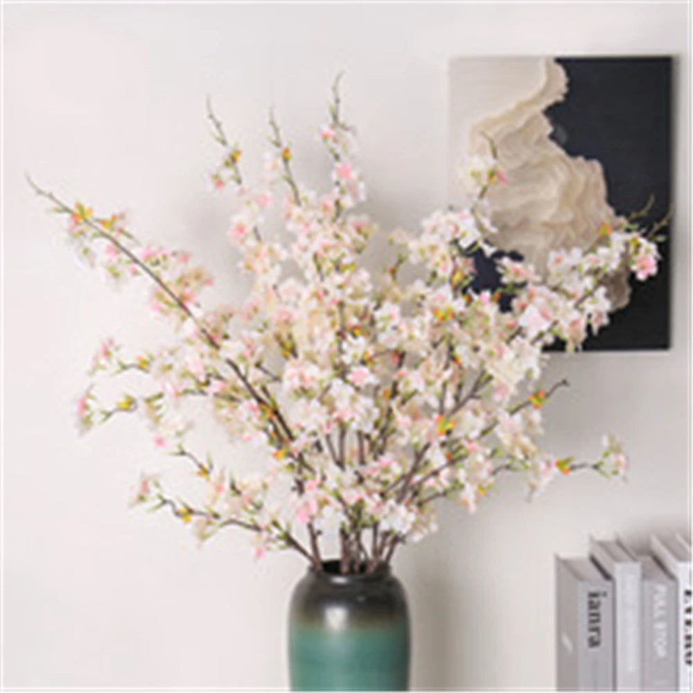 109CM Artificial 4-pronged Cherry Blossom Branch Home Decoration Silk Flower Wedding Decoration Arched Door Path Flower Guide Oasis Select