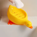 Cute Yellow Duck Shape Soap Dish Durable Bathroom Kitchen Sink Organizer Storage Holder Stand Tray Soap Container Tray Oasis Select yellow