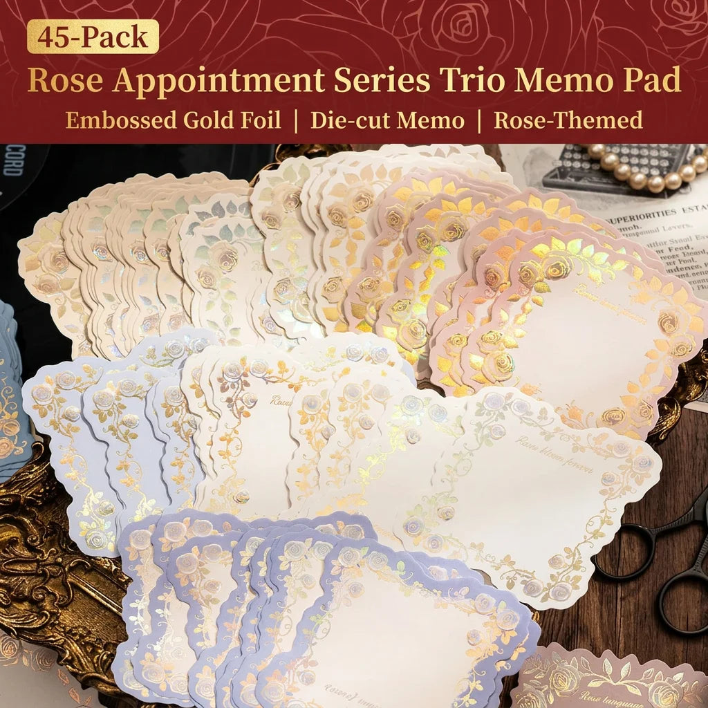 45 Sheets Embossed Gold Foil Decorative Memo Pads Unique Shaped Craft Paper for Scrapbooking Journaling Handcraft Decoration Oasis Select