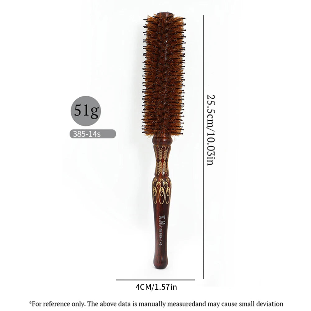 Wooden Round Hair Brush – Anti-Static Boar Bristle Styling Tool Round Hair Brush Oasis Select 385-14S