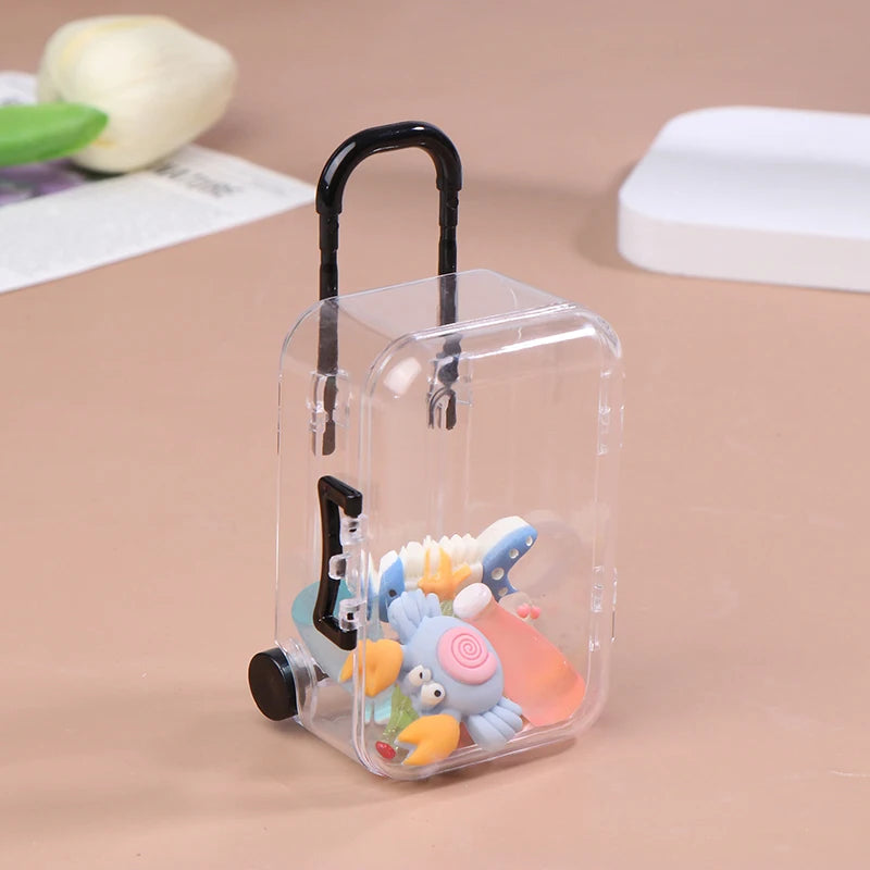 Mini Trolley Luggage Storing Doll Clothes Shoes Jewelry Cute Plastic