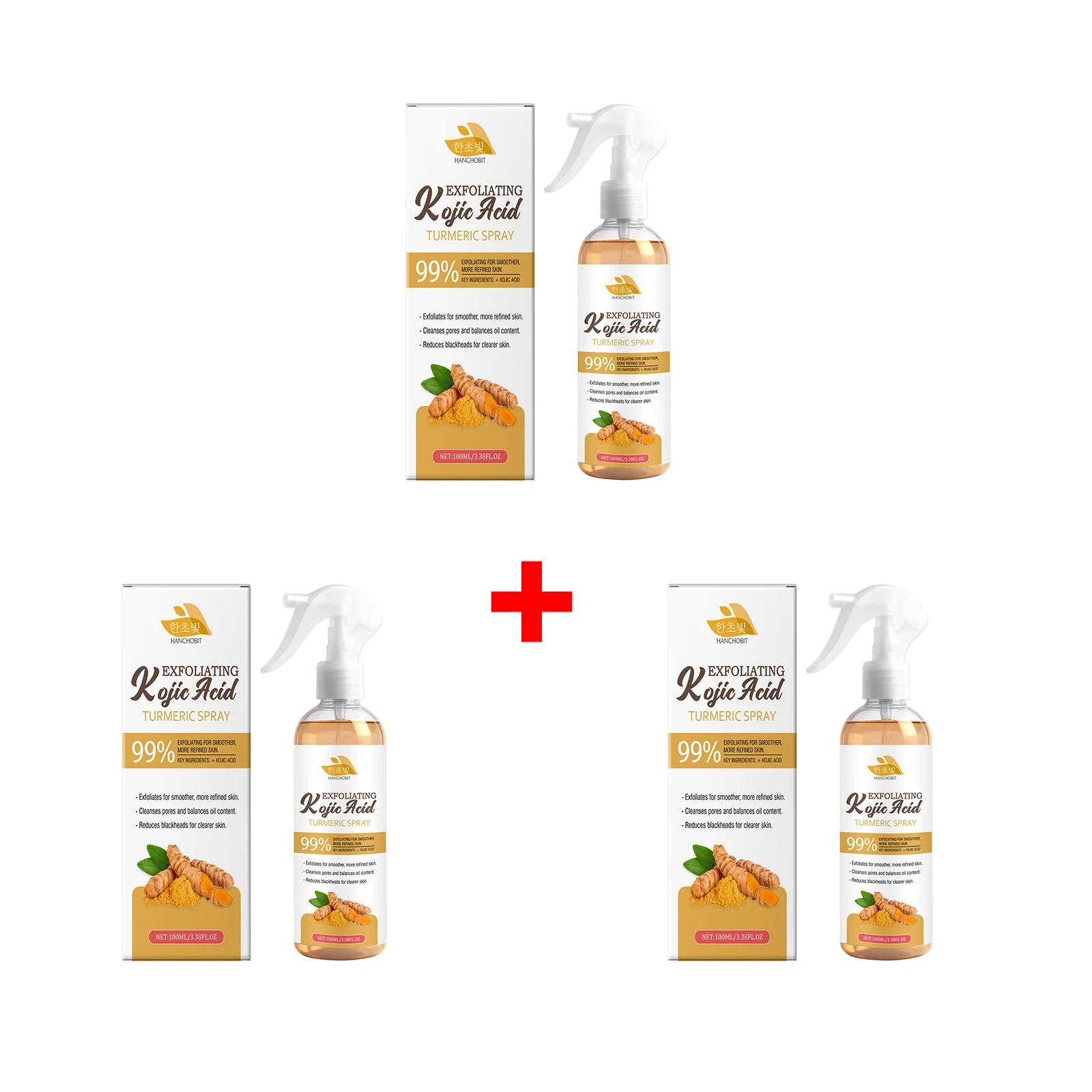 Kojic Acid Turmeric Spray for Exfoliating Blackhead Remover Oil Control Mist Pore Cleanser Oil Balancing Toner Smooth Skin Care Oasis Select 3pcs