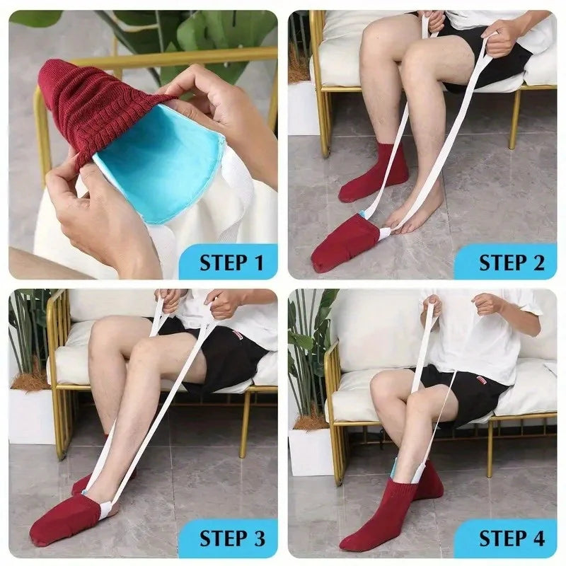 No Bending Sock Aid Tool, Easy-On Sock Helper with Ergonomic ABS Handle, Sock Assistance Device for Seniors, Disabled, Pregnant Oasis Select