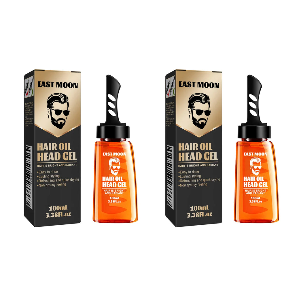 2 in 1 Men's Hair Styling Gel With Wide Tooth Comb Long-lasting Fluffy Hair Styling Oil Styling Cream Strong Hold & Shine Oasis Select 2 x 100ml Boxed