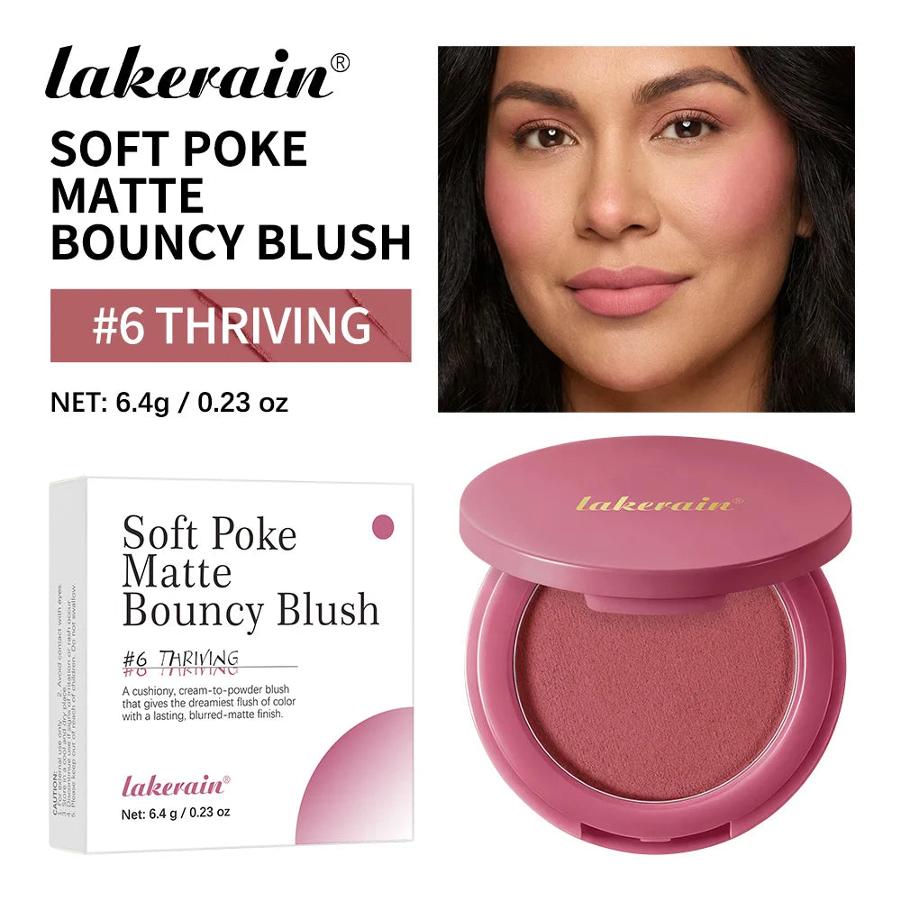 New Matte Blush Cream to Powder Cushiony Bouncy Texture Long Lasting Natural Flush Brightens Face Complexion Woman Makeup Oasis Select Color 6