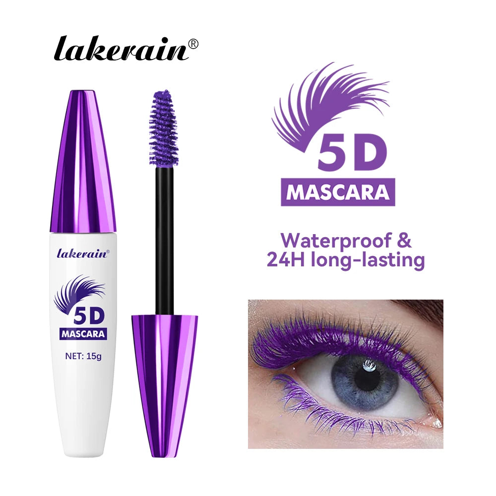 Lakerain 5D Mascara Eyelashes Lengthening Long-Lasting Intense Black Waterproof Nourishing Smudge-Proof Mascara Eye Makeup Oasis Select