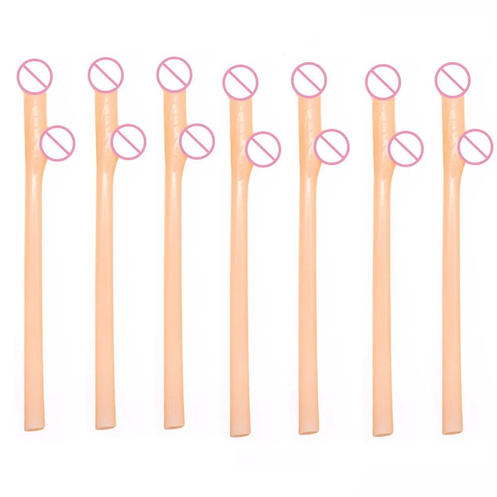 10Pcs Bachelorette Party Penis Straws Bridal Shower Hen Night Willy Penis Novelty Nude Straw for Bar Drinking Supplies Oasis Select