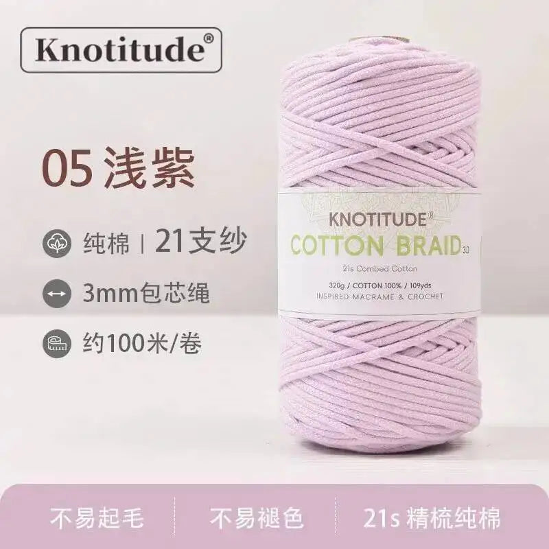 Macrame Braid Cotton Cord 109Yards Pure Rope Bracelet Knots DIY Craft