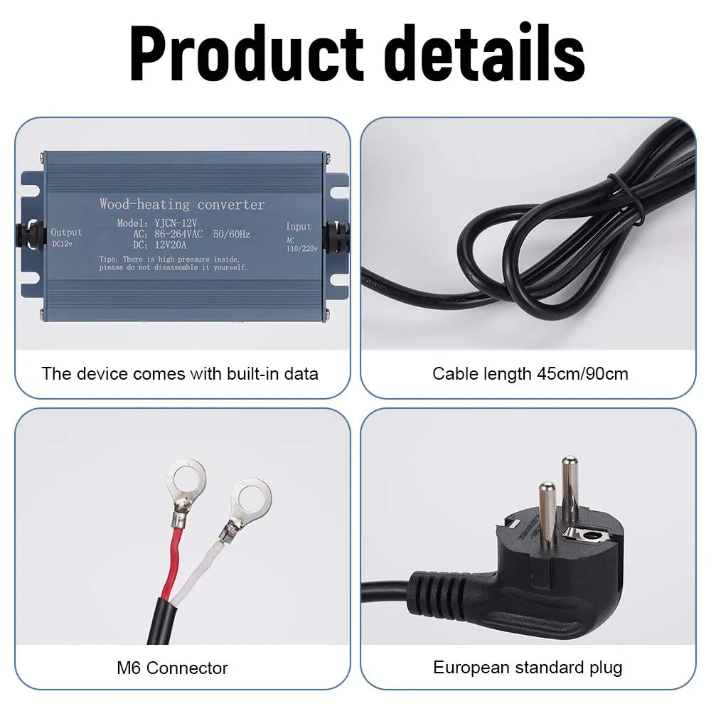 AC Power Converter Adapter 110V 220V To DC 12V 20A For Parking Heater 2KW 5KW 8KW High Power Supply With European Standard Plug Oasis Select