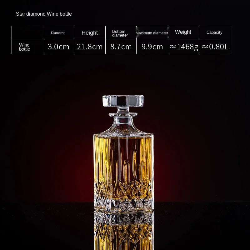 European thickened whiskey glass set large foreign wine glass crystal glass wine bottle creative wine set Oasis Select Star Diamond