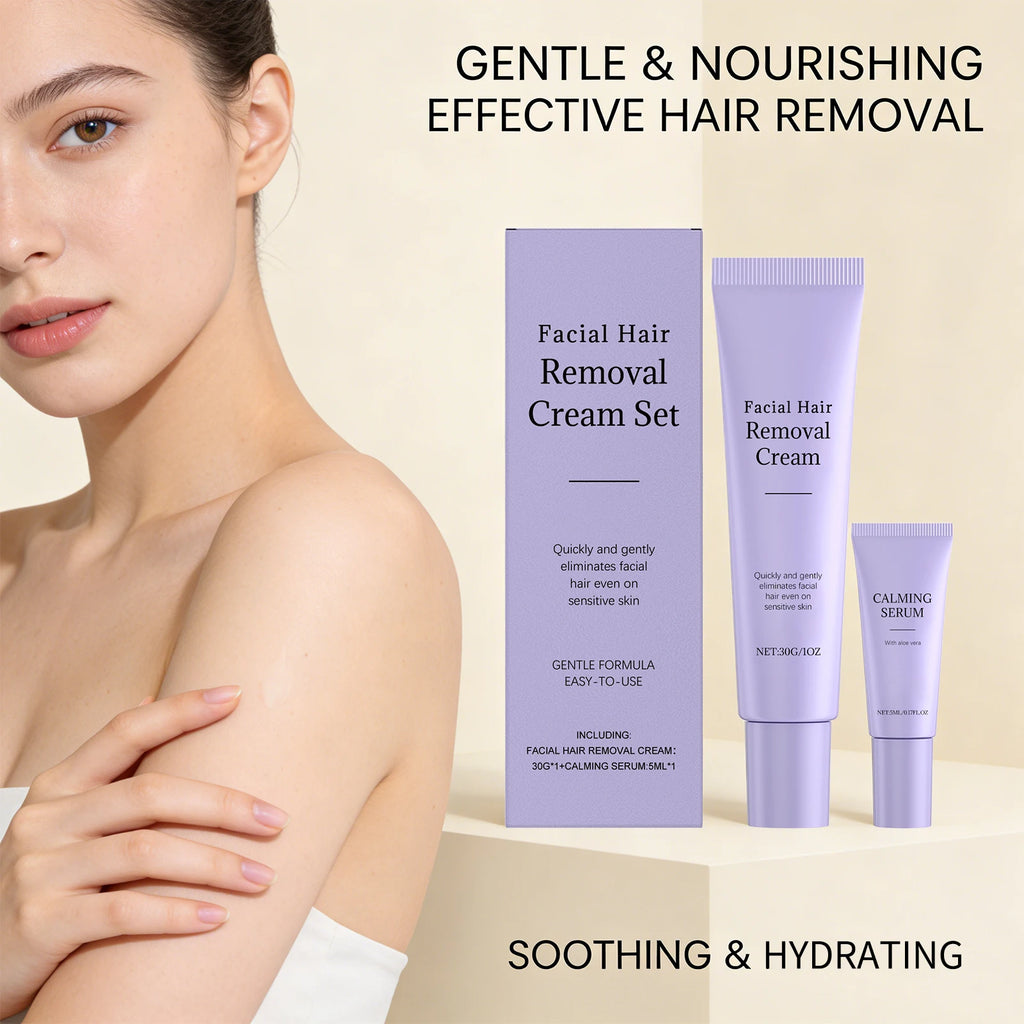 Facial Hair Removal Cream Set Painless Hair Removal Gentle and Non-irritating Remove Mustache Smoothing Moisturizing Face Care Oasis Select