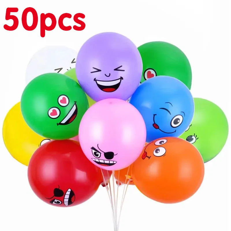 10-70Pcs 12inch Cute Funny Big Eyes Smiley face latex balloons Birthday Party decoration Inflatable balloon Baby Shower Globos Oasis Select 50pcs 12INCH