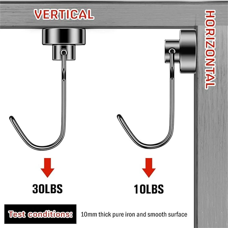 3PCS Heavy Duty Magnetic Hooks, Strong Black Magnetic Hangers for Cruise, Kitchen, Car & Hanging, Extra Strong Neodymium Magnets Oasis Select