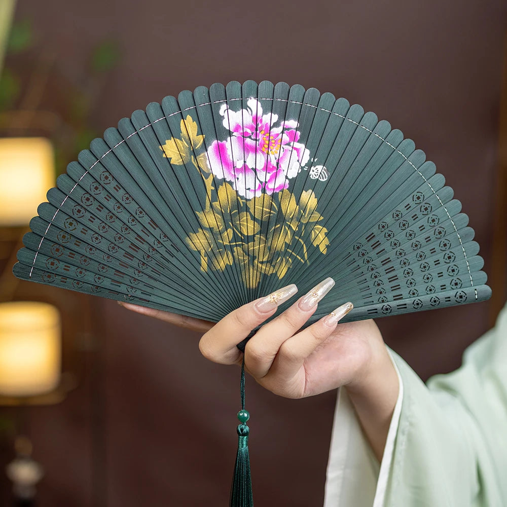 New All-bamboo Dance Fan Portable Summer Folding Fan Classical Film and Television Court Photo Fan Oasis Select 15