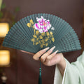 New All-bamboo Dance Fan Portable Summer Folding Fan Classical Film and Television Court Photo Fan Oasis Select 15