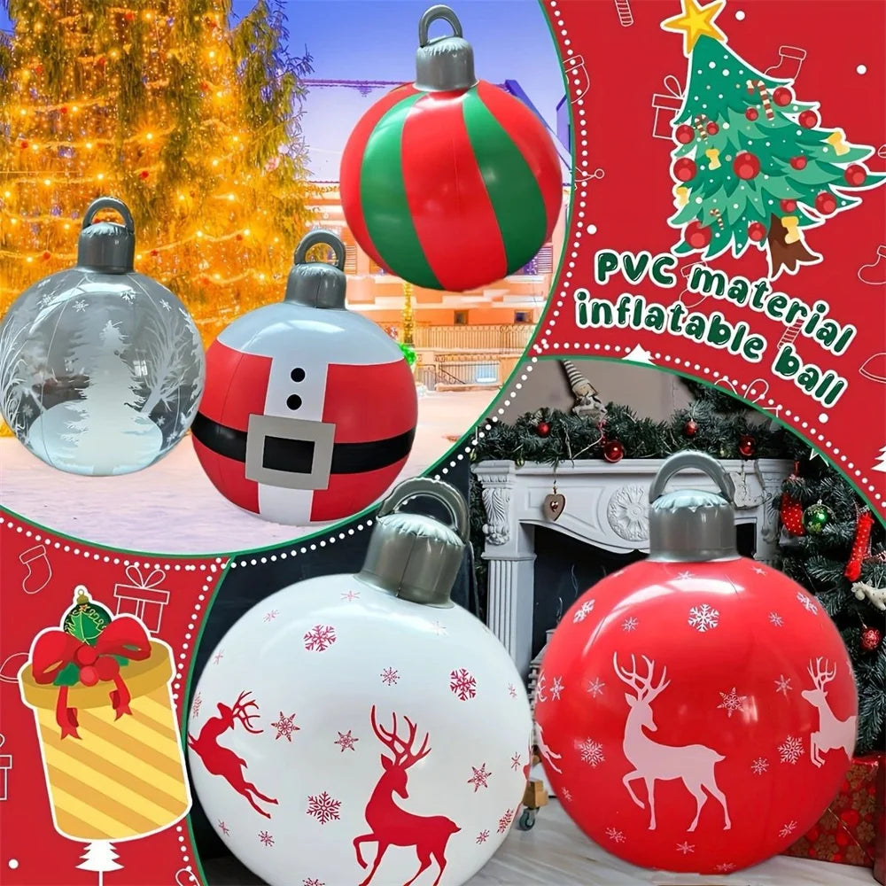 55CM Christmas Inflatable Ball PVC Giant Xmas Ball Christmas Tree Decorations Large Balls Toy New Year Party Courtyard Ornaments Oasis Select