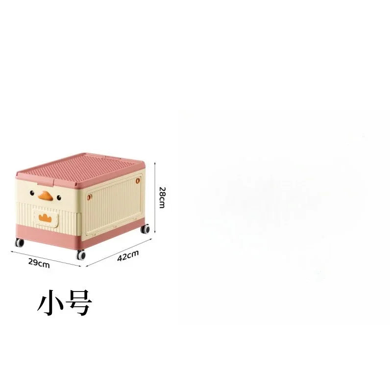 Multi-functional Children's toy storage box Household bedroom roller large capacity finishing box Oasis Select Cherry blossom A