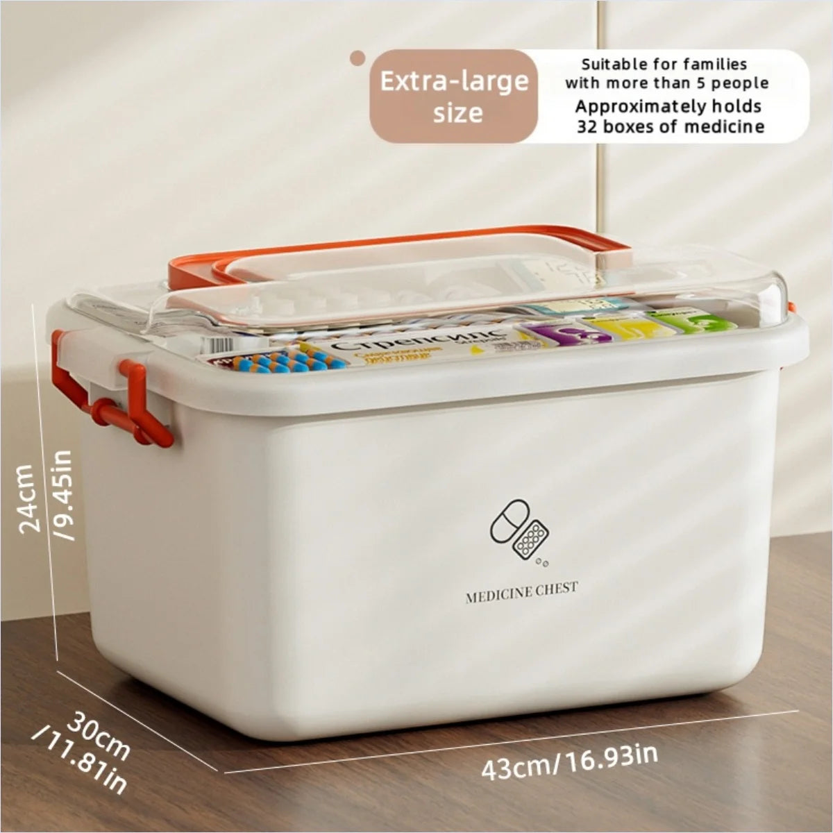 Large Portable Medicine Organizer Box Multifunctional First Aid Storage with Dividers for Pills/Drugs Household Medical Kit Oasis Select Extra Large Red