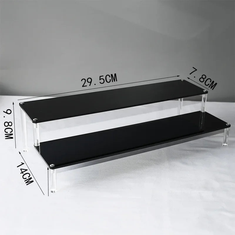 1–5 Tier Acrylic Display Stand | Riser Shelf Rack – Clear & Black