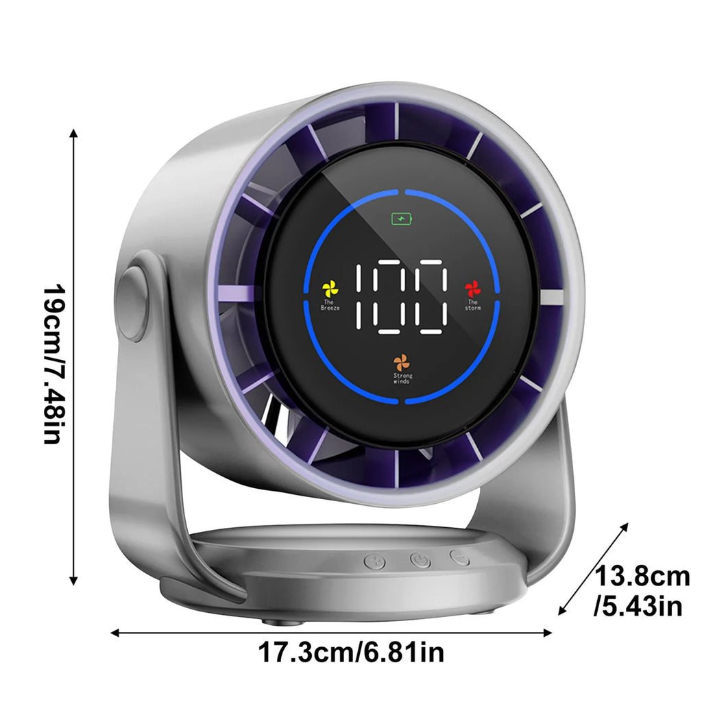 URGGU Rechargeable Clip-On Fan with LED Light | 3 Speeds