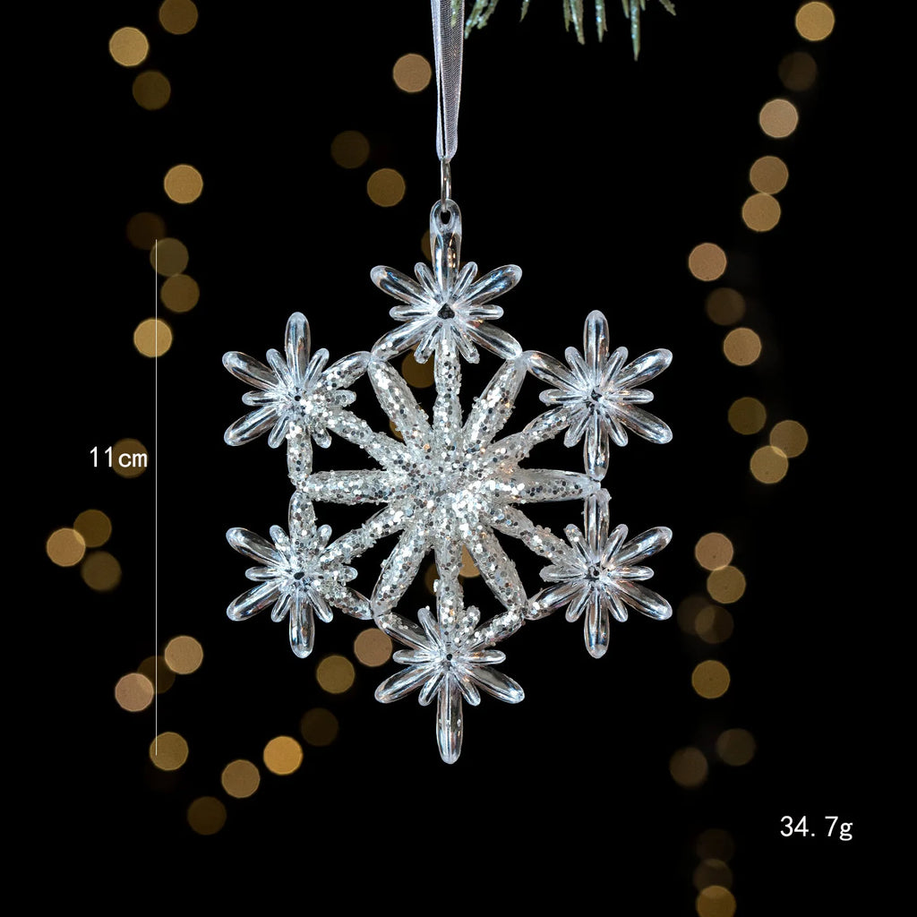 Christmas Tree Pendant Decoration Clear Acrylic Angel Deer Light Luxury Hanging Ornament Christmas Decoration Oasis Select Snowflake 2
