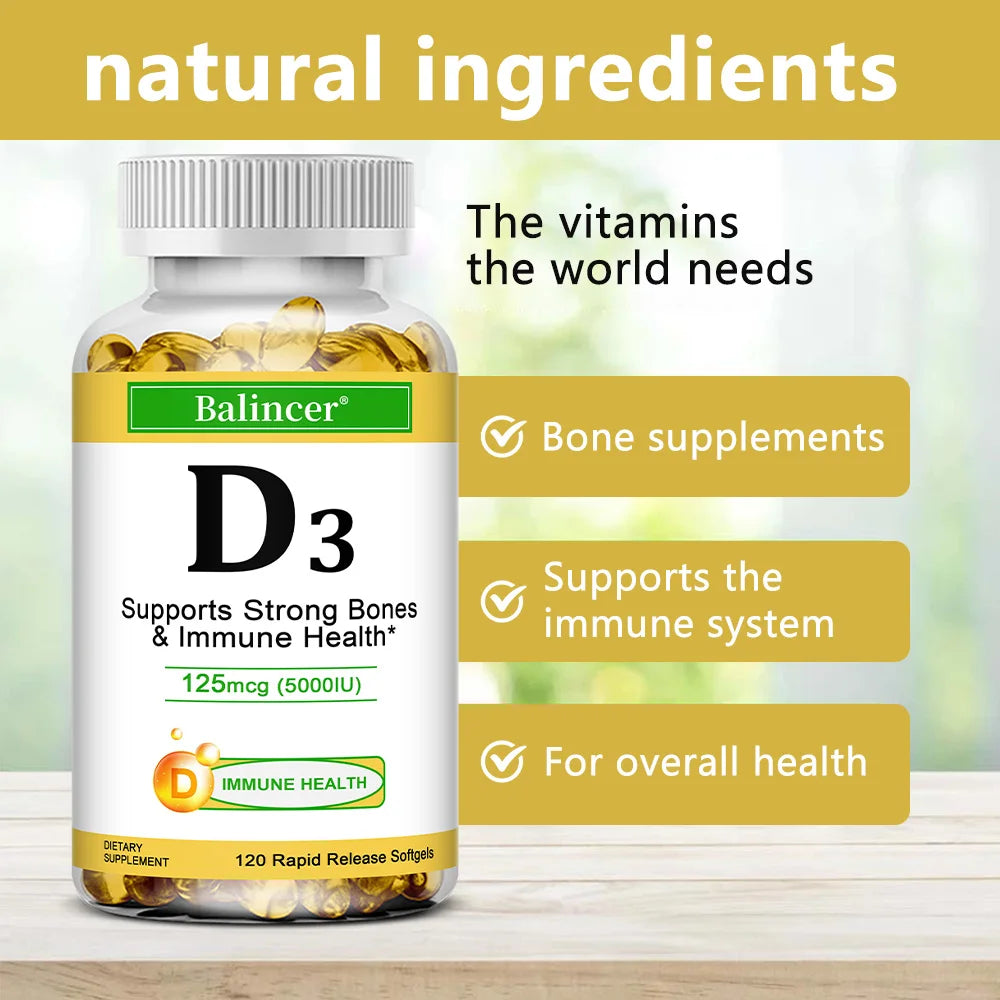 Balincer Vitamin D3 5000 IU Softgels – Bone & Immune Support Vitamin D3 Supplement Oasis Select