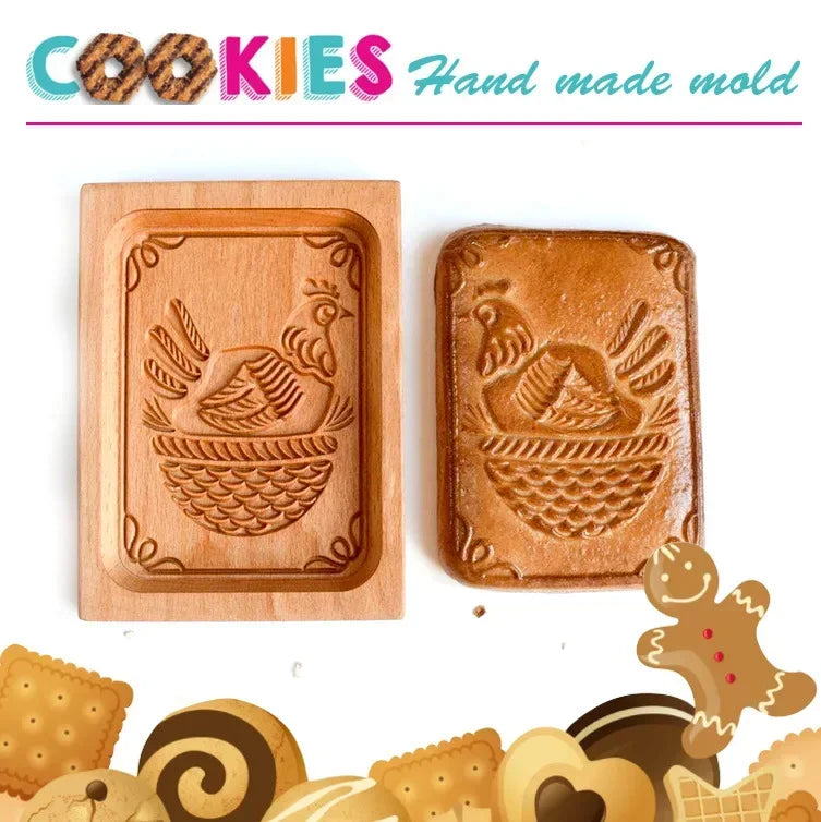 DIY Wooden Shortbread Mold Raspberry Heart Carved Gingerbread Cookie Mold Kitchen Cutter Molds For Valentine's Day Easter Party Oasis Select 18 - 13x10x2cm