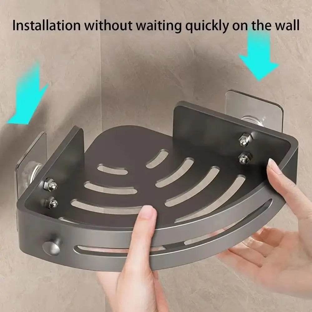 1/2/3Pcs Portable Punch-free Bathroom Shelves Wall-mounted Large Capacity Kitchen Storage Rack Triangle Save Space Shower Shelf Oasis Select