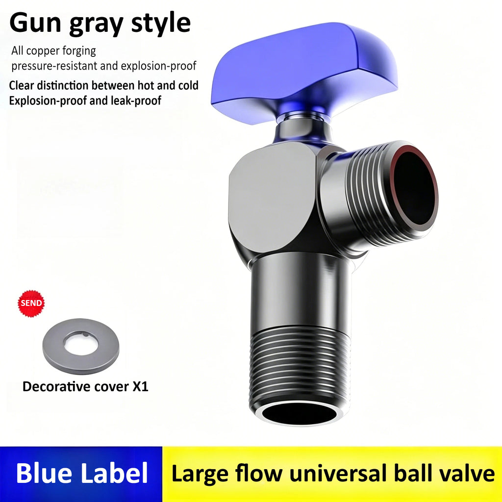 Brass Heavy-duty Ball Valve with A 4-point Hot and Cold Valve Core, Specialized for Large Flow Ball and Large Flow Triangle Oasis Select Blue handles