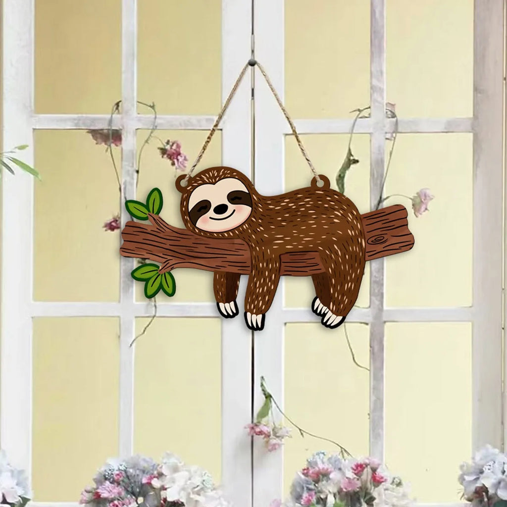 Cute Sloth Wooden Welcome Sign – Hanging Door & Wall Plaque
