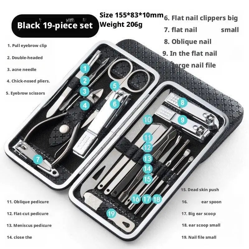 19-Piece Manicure Pedicure Set – Stainless Steel Nail Kit Nail Care Kit Oasis Select