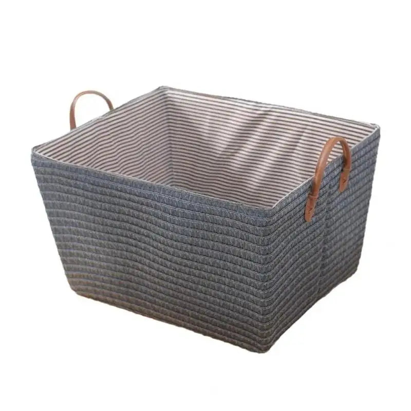 Household Japanese-style Foldable Rattan-like Woven Dirty Clothes Storage Basket Toy Tabletop Straw Basket For Snacks Oasis Select Gray
