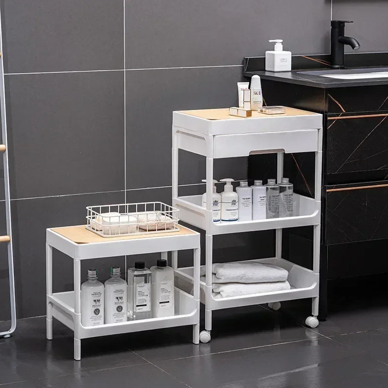 Multi-functional trolley floor rack kitchen living room mobile multi-layer bedroom bedside storage rack Oasis Select