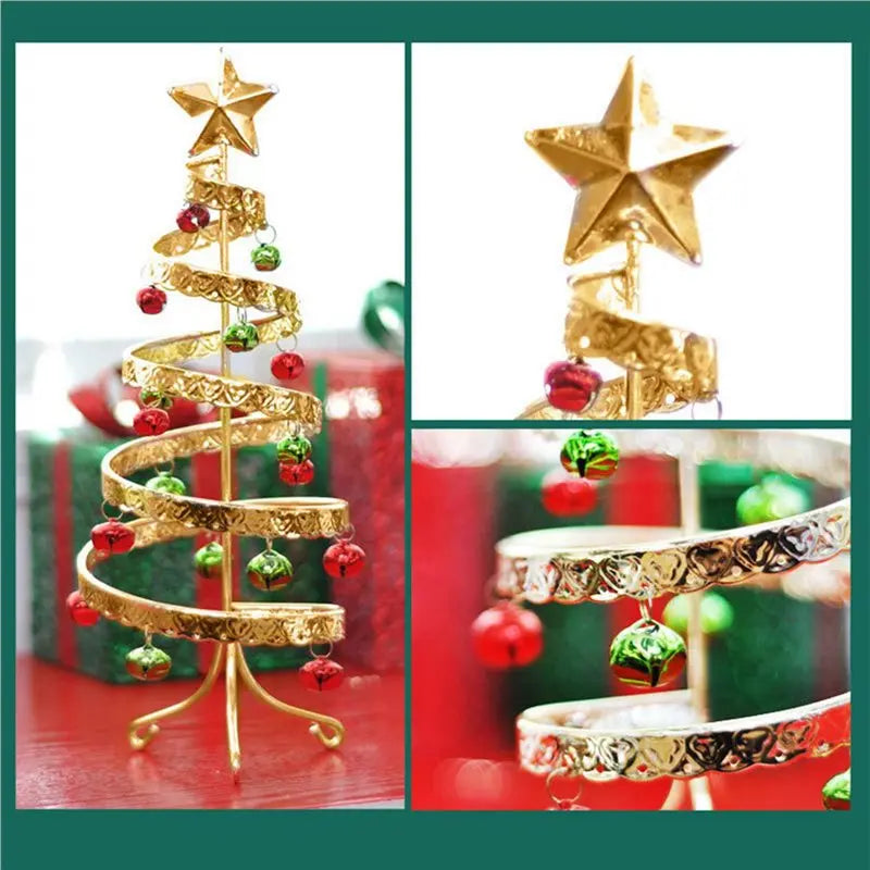 2026-WISH 2X Iron Craft Bell Mini Christmas Tree Desktop Simulation Christmas Tree Display Christmas Decorations As Shown Oasis Select