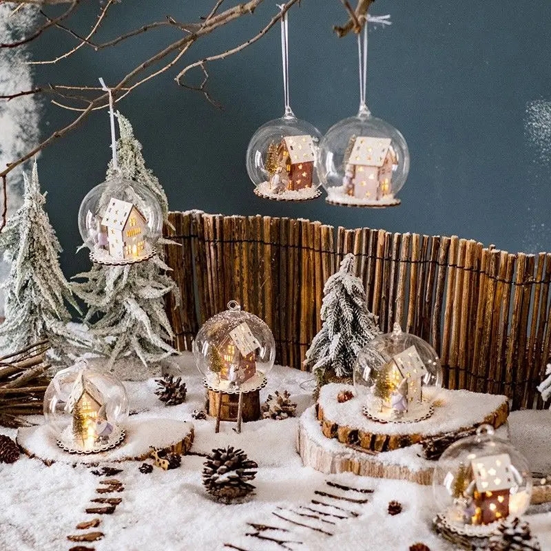 Christmas Micro Landscape Glass Ball Condole Christmas Tree Hanging Light Ball Christmas Decorative Lights Oasis Select