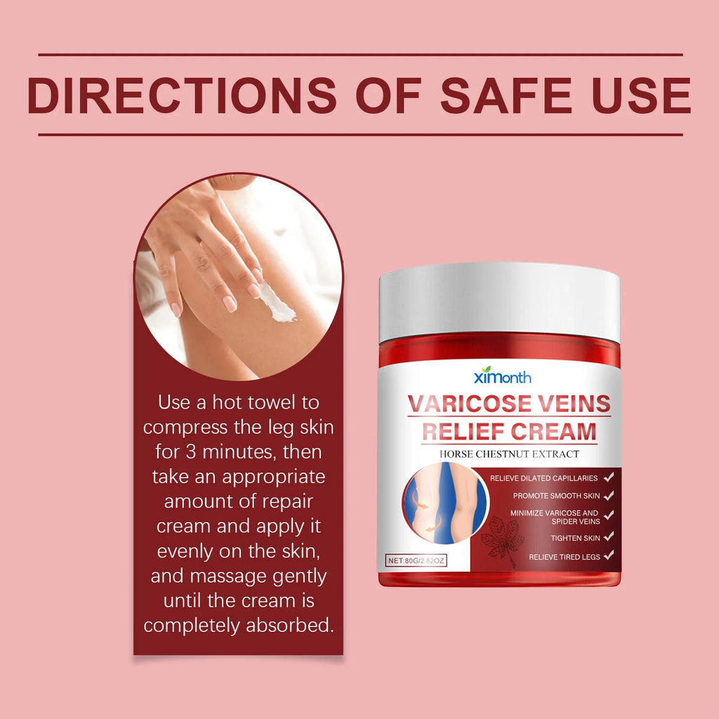 Ximonth Vein Repair Cream Leg Massage Relieve Leg Swelling Eliminate Vasculiti Phlebiti Improve Blood Circulation Sooth Cream Oasis Select